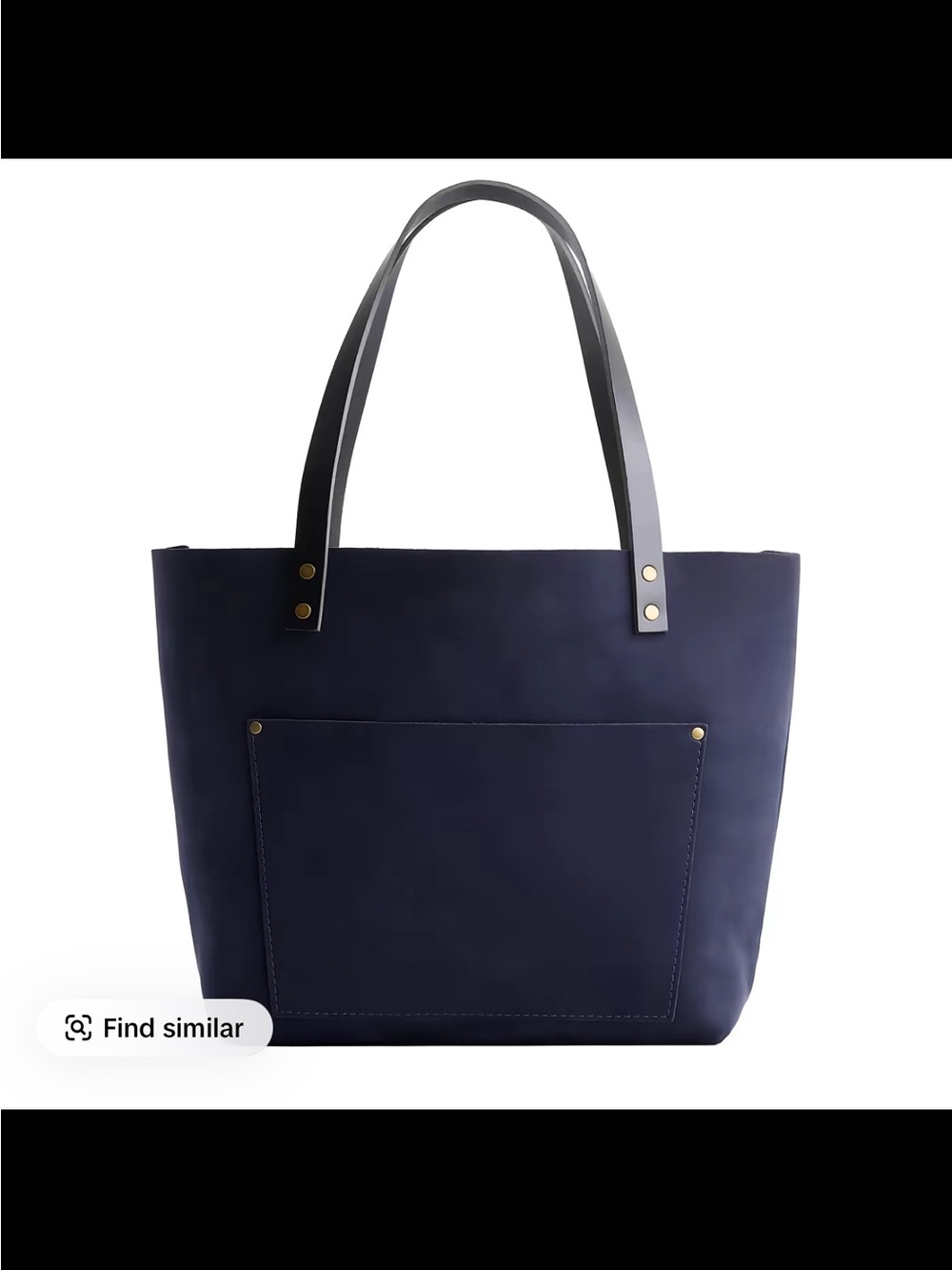 Structured Navy Tote with Front Pocket and Shoulder Straps